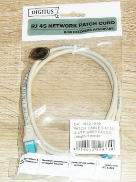 Kabel sieciowy RJ45 LAN ETHERNET CAT.5E U-UTP 1 m