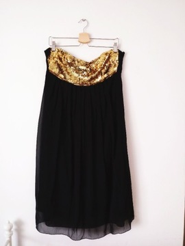 Czarna suknia Vila ze złotymi cekinami L / XL