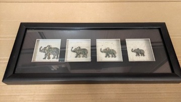 Obraz szklany słonie 3D figurki 46x19,5 cm 