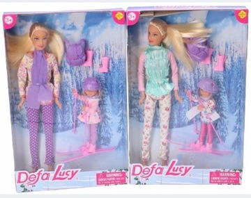  Zestaw Lalka Lucy Barbie Narty mała13cm+ duża29cm