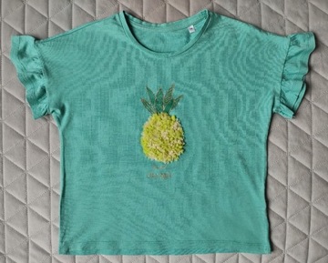 C&A bluzka dziewczęca krótki rękaw ananas r. 128