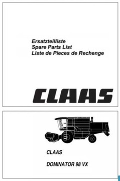 Katalog części kombajn claas Dominator 98 VX