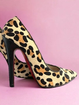 LOUBOUTIN CHRISTIAN CZERWONA PODESZWA 36  LEOPARD 