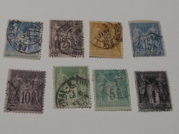 Znaczki Francja 1876/78 rok Zestaw 8 sztuk 