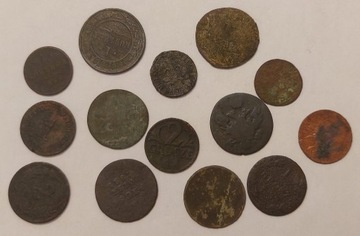 Zestaw starych monet różne