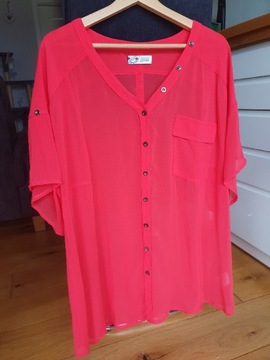 Tiulowa bluzka koszula malinowa Zizzi oversize S