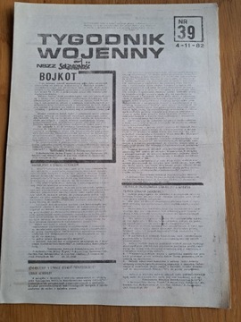 Tygodnik Wojenny Solidarność nr 39 z 4.11.1982