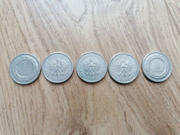 1 złoty 1991 5 sztuk obiegowe 