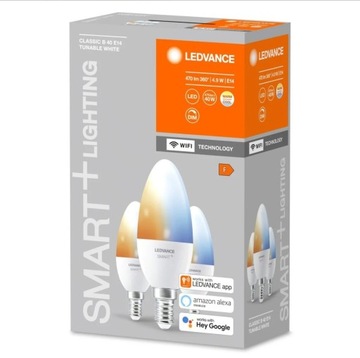 Inteligentna żaròwka LED WiFi E14 5W 3 szt. świeczka, regulowana biel SMART