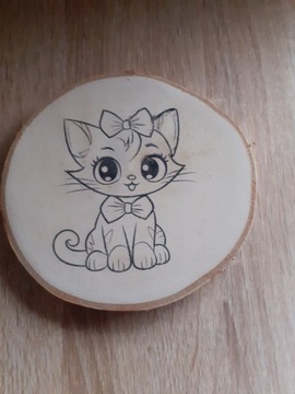 Plaster drewna dekoracyjny, ozdobny, obrazek. Kot