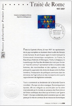 Wspólne Polska- Francja  Traktat Rzymski FDC karta