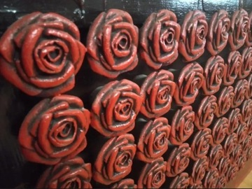 Obraz czerwone roże 3D drewno 