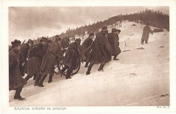 LEGIONY POLSKIE-Artylerya wchodzi na pozycye-1915