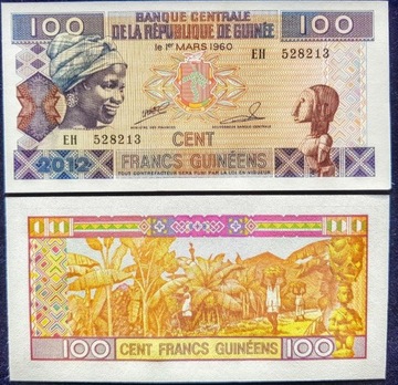 Gwinea, 100 Frankow -z roku 2015, UNC