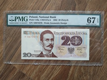 20 ZŁOTYCH 1982 seria A PMG 67 EPQ