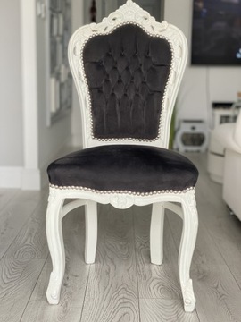 Krzesło drewniane Glamour biało-czarne