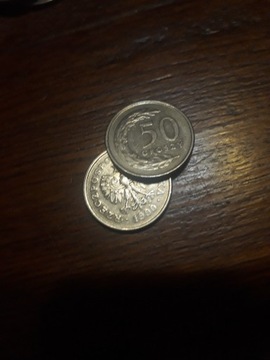 Moneta 50 groszy 1990 rok. 