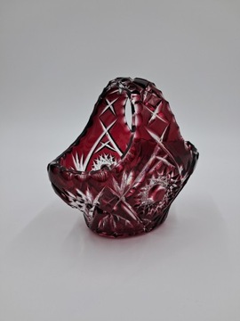Kryształowy rubinowy koszyczek vintage art deco