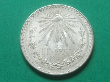 MEKSYK 1 Peso 1940 Srebro Ag720 16,66g