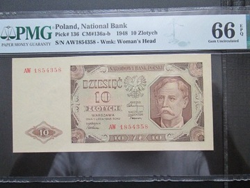 10 zł-1948r UNC 66 PMG