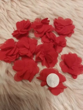 kwiatki aplikacje czerwone 6 szt. 30 mm decoupage