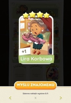 Naklejka 4* Monopoly GO! Lira Korbowa