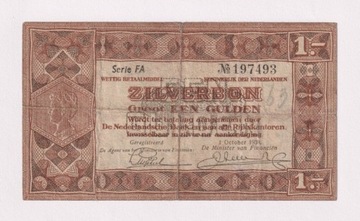 1 Gulden 1938 r., seria F A  nr. 197493 - HOLANDIA