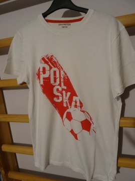 T-shirt __ biały z napisem POLSKA __ r. 158/164