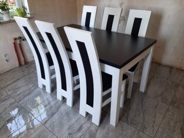 Nowy komplet-stół 150x85 rozkładany plus 6 krzeseł