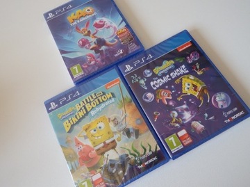 ZESTAW 3 GIER dla DZIECI PS4/PS5 SpongeBob KANGUR ! 