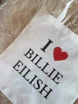 torba i love Billie Eilish tote bag heart ser