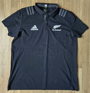 Adidas Koszulka polo bawełna All Blacks XXL czarna