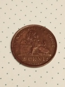 Moneta 2 centymy Belgia 1919