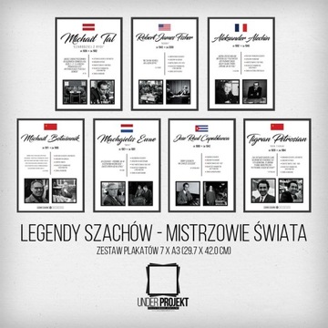 Zestaw 7 plakatów - LEGENDY SZACHÓW - a3 