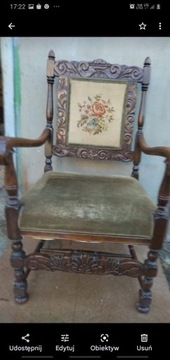 fotel rzeżbiony z dembu
