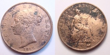 Wielka Brytania half penny 1846 r. BARDZO RZADKA!
