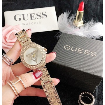 Nowy zegarek damski diamentowy z napisem Guess