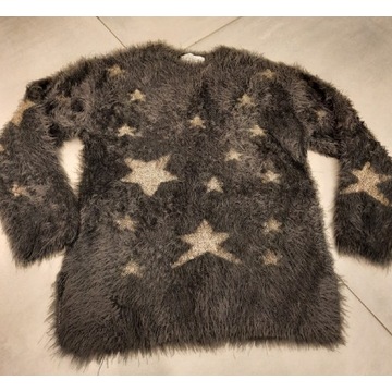 Sweter włochacz Zara Girls r.122 złote gwiazdy