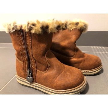 Brown zipped & fur boots for kids- size 6