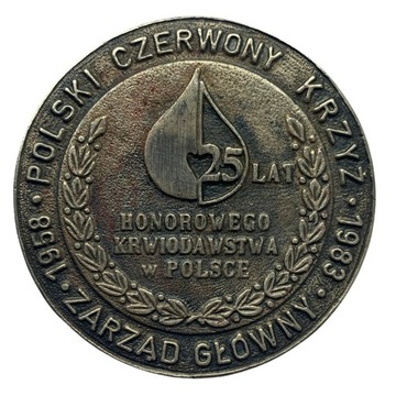 PRL: Medal PCK, 1983. 25 lat krwiodawstwa