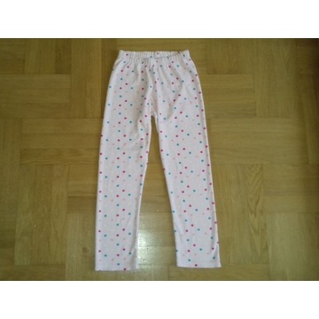 146-152 spodnie welurowe kropki piżama