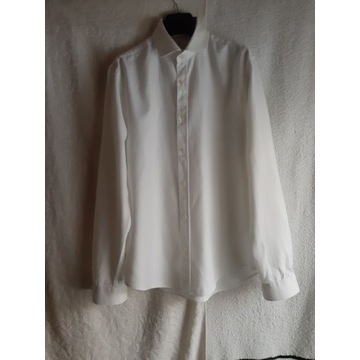 Męska biała koszula slim fit,100% bawełna Zara,r.M
