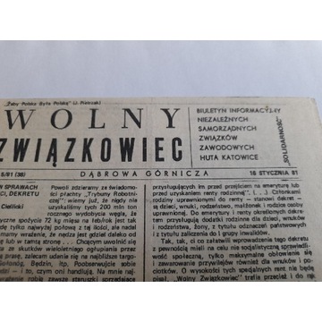 Wolny Zwiazkowiec. Biuletyn NSZZ S. Huty Katowice