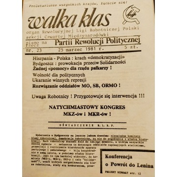 B2 SOLIDARNOŚĆ Walka klas nr 23/1981 bibuła