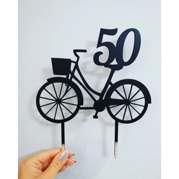 Topper rower, topper na tort, 50, urodziny