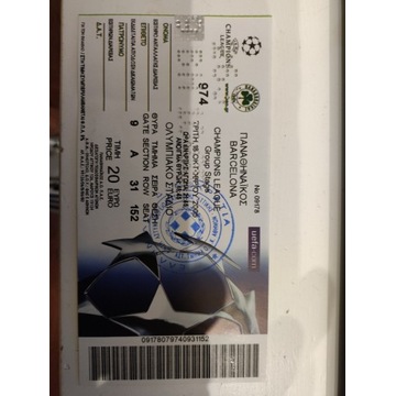 Bilet z meczu Olympiakos - Fc Barcelona Oryginał