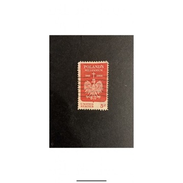 US 1966 - POLAND'S MILLENNIUM 966-1966 - FINE 5c 