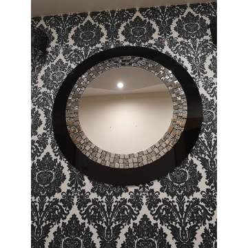 Lustro 88cm okrągłe Lacobel czarny mozaika Glamour