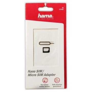 Adapter Nano SIM na Micro SIM + Igła Hama
