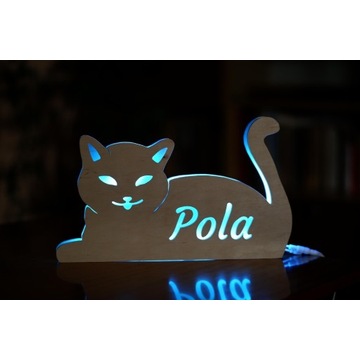 Lampka nocna dla dzieci kot z imieniem kotek kicia
